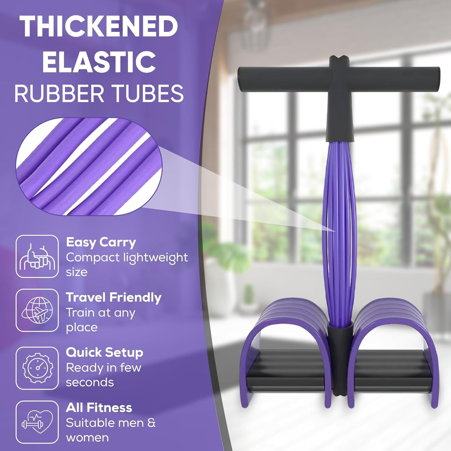 Abdominal Trainer, Sit-Up Training Equipment, Bodybuilding Expander, Full Body Trainer for Home, 6 Tubes, Elastic Pull Rope, Multifunctional Leg Exerciser for Fitness, Weight Loss, Training, Yoga